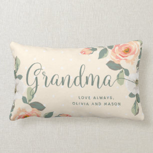 Cojín Lumbar Abuela floral del melocotón bonito el  