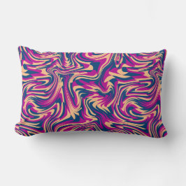 Cojín Lumbar Abundantes De Ondas Fluidas De Onda Azul Magenta B