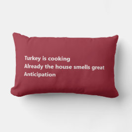Cojín Lumbar Acción de Gracias poema Haiku rojo mínimo de Borgo