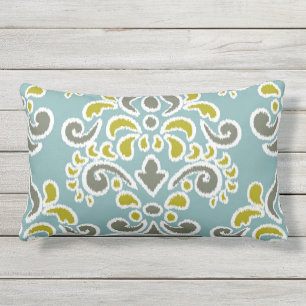 Cojín Lumbar Aceituna floral de Chatreuse de la aguamarina del