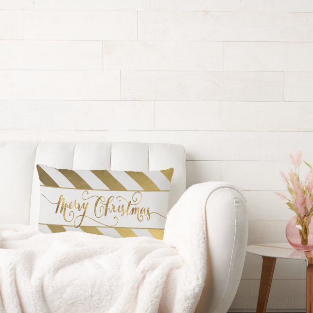 Cojín Lumbar Acento de oro, Feliz Navidad (Sofá)
