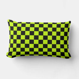 Cojín Lumbar Acid green black checkerboard pattern