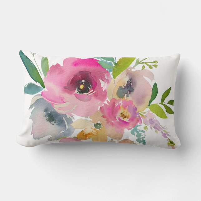 Cojín Lumbar Acuarela Boho Pastel (Anverso)