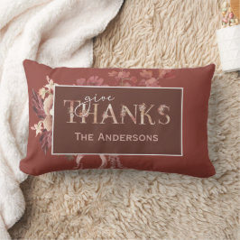 Cojín Lumbar Acuarela Calabazas Botánicas Acción de Gracias