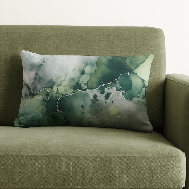 Cojín Lumbar Acuarela gris verde verde moderno (Subido por el creador)