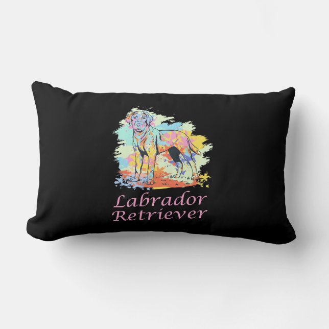 Cojín Lumbar Acuarela Labrador Recuperador (Anverso)