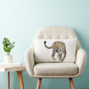 Cojín Lumbar acuarela leopardo gato de la selva animal pintado 