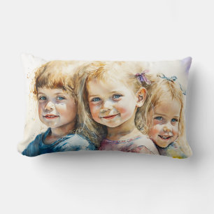 Cojín Lumbar Acuarela Niños Pillow Lumbar 13" x 21"