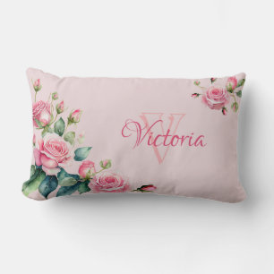 Cojín Lumbar Acuarela Personalizada Floral Elegante