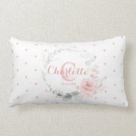 Cojín Lumbar Acuarela rosa Floral Polka Dots Chica Nursery