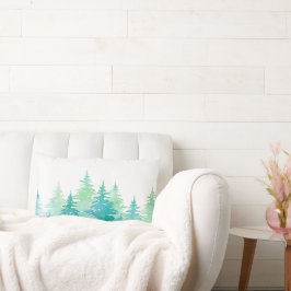 Cojín Lumbar Acuarela verde turquesa Árboles ecológicos