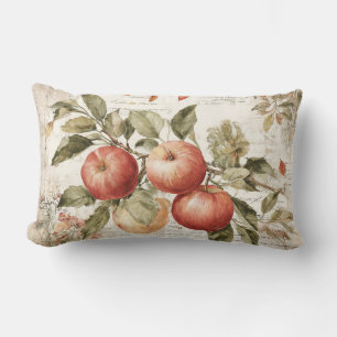Cojín Lumbar Acuarelas de granja de frutas de otoño rústico