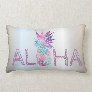 Cojín Lumbar Adorable Aloha Hawaiian Pineapple, Plata