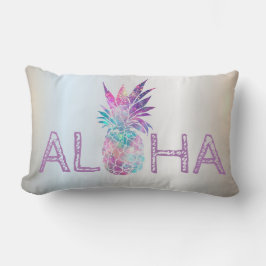 Cojín Lumbar Adorable Aloha Piña Hawaiana, Plata