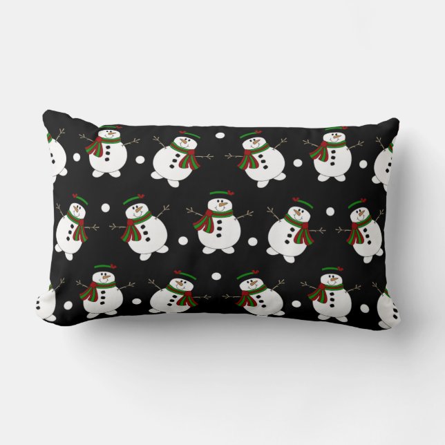 Cojín Lumbar Adorable Black Snowman Pillow (Anverso)