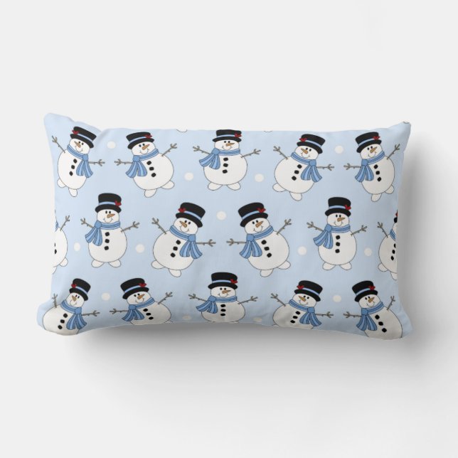 Cojín Lumbar Adorable Blue Snowman Pillow (Anverso)