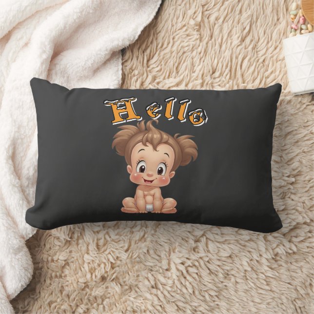 Cojín Lumbar Adorable Cartoon Baby Sitting Cheerfully with Cute (Manta)
