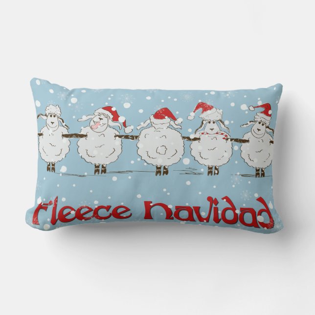 Cojín Lumbar Adorable FUNNY Fleece Navidad Navidad ovejas (Anverso)