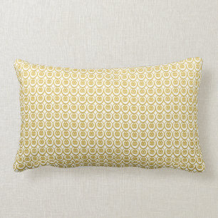 Cojín Lumbar Adorable patrón amarillo dorado sobre blanco