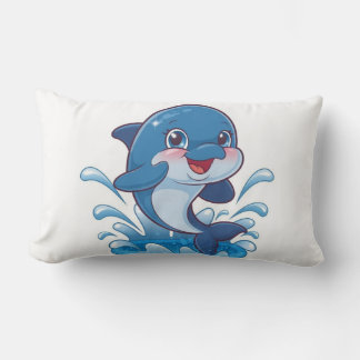 Cojín Lumbar Adorable Personalizado Dolphin aplastando con aleg