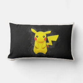 Cojín Lumbar Adorable Ratón Anime Amarillo Eléctrico en Negro B