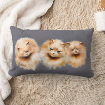 Adorable Tres Gatos Esponjosos Decoración Felina V