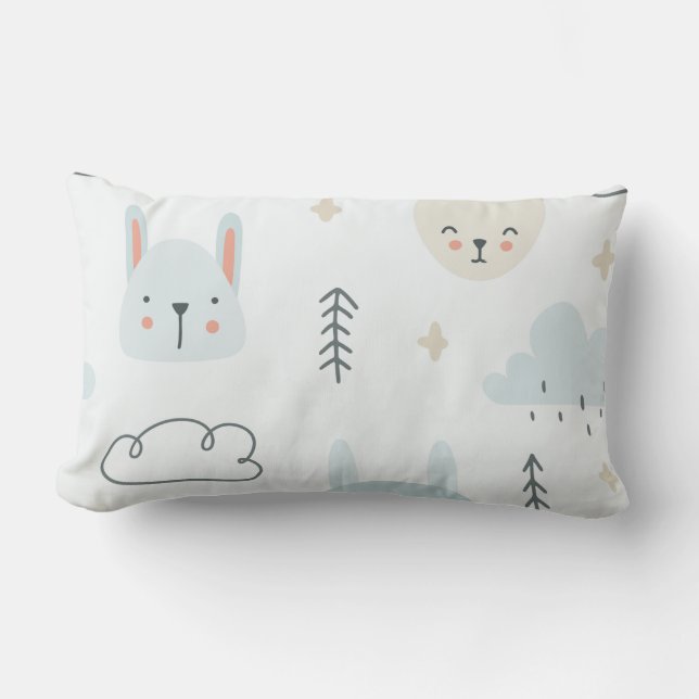 Cojín Lumbar Adorables niños con un patrón de muñecas pastel (Anverso)