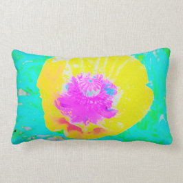 Cojín Lumbar Adormidera amarilla con centro rosado caliente en 