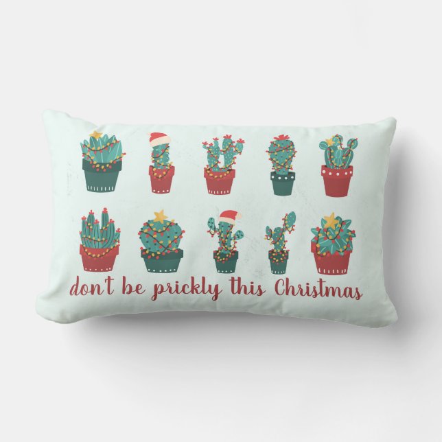 Cojín Lumbar Adornos Navideños Divertidos de Cactus No Seas Esp (Anverso)