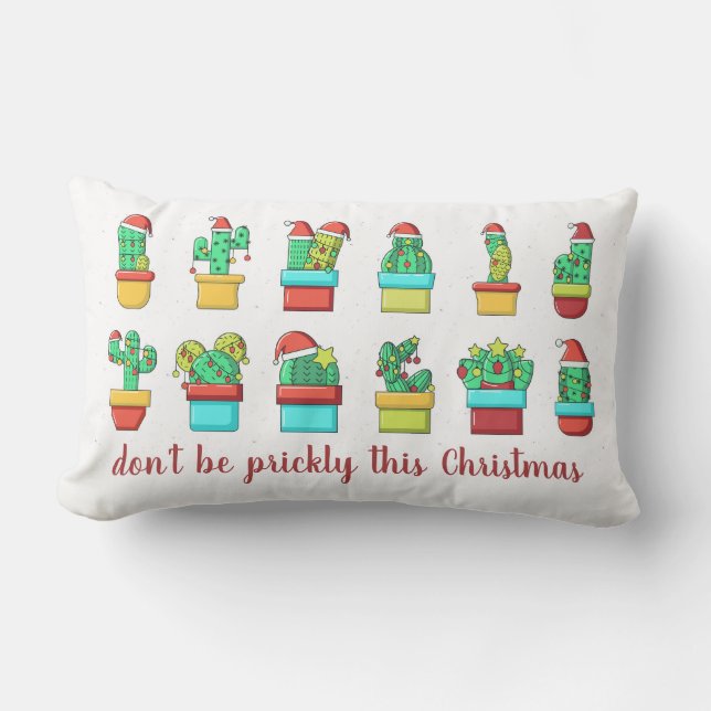 Cojín Lumbar Adornos Navideños Divertidos de Cactus No Seas Esp (Anverso)