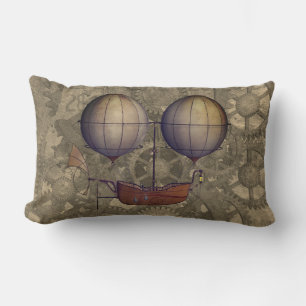 Cojín Lumbar Aeronave Steampunk Dirigible Blimp & Cogs