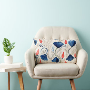 Cojín Lumbar Aesthetic Watercolor Patriotic Wildflowers