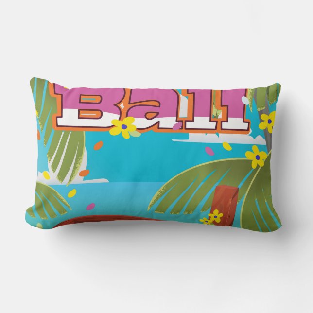 Cojín Lumbar Afiche de viaje de Bali (Anverso)