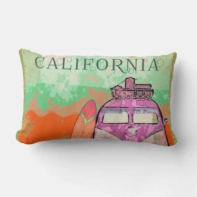 Cojín Lumbar Afiche de viaje de California (Anverso)