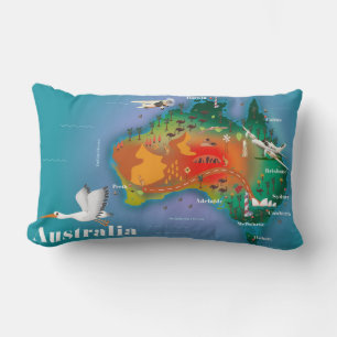 Cojín Lumbar Afiche de viaje de mapas de Australia