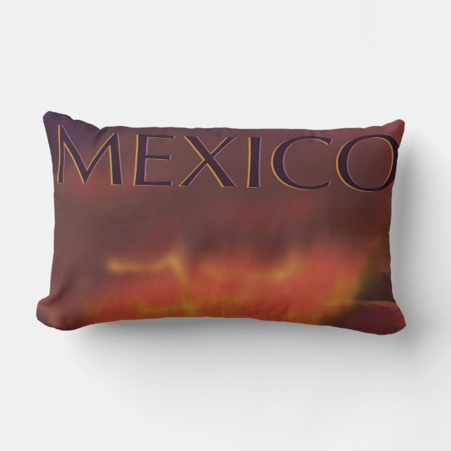 Cojín Lumbar Afiche de viaje del volcán de México (Anverso)
