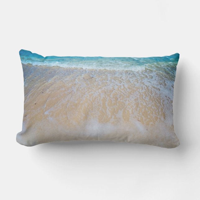 Cojín Lumbar Agua cremosa del océano en la playa (Anverso)