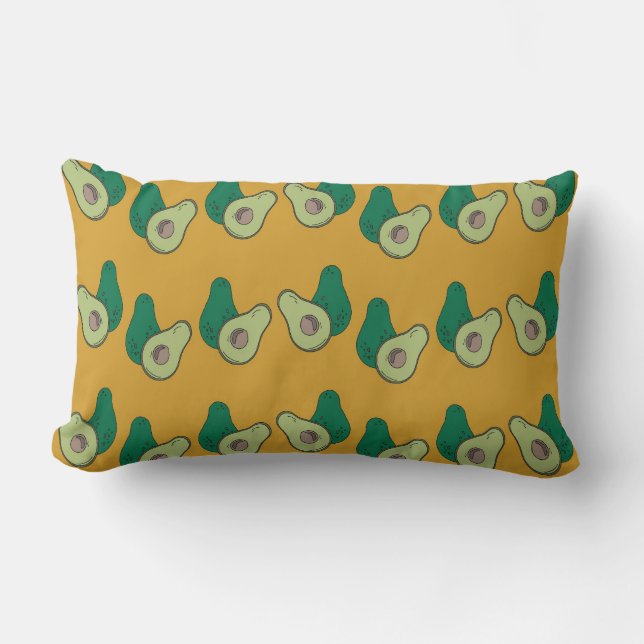 Cojín Lumbar aguacate verde sobre el marrón (Anverso)