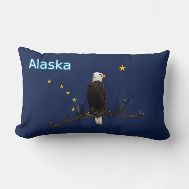 Cojín Lumbar Águila Alaska Y Bandera (Anverso)