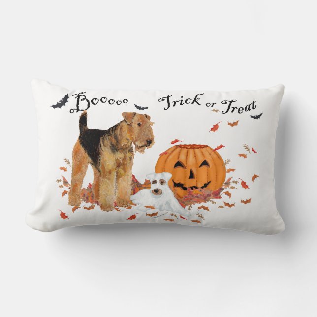 Cojín Lumbar Airedale Terrier Halloween (Anverso)