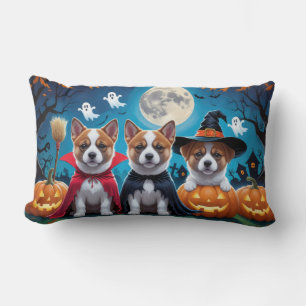 Cojín Lumbar Akita Dogs Pumpkin Halloween Funny