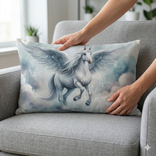 Cojín Lumbar Alas blancas de Pegasus Suave paisaje de sueños de