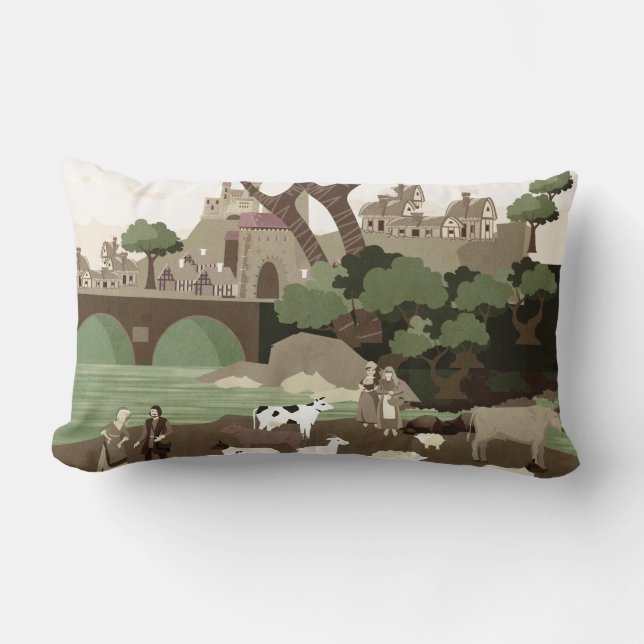 Cojín Lumbar Aldea medieval Lumbar Pillow (Anverso)
