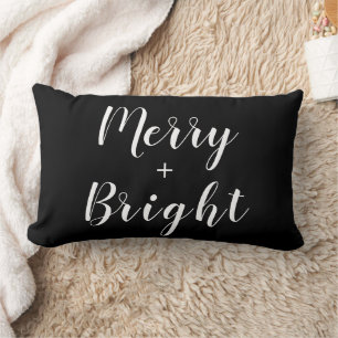Cojín Lumbar Alegre + Brillante Navidad Blanco y Negro Festivo