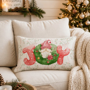 Cojín Lumbar Alegría de Gnomo de Navidad con Acuarela Caprichos