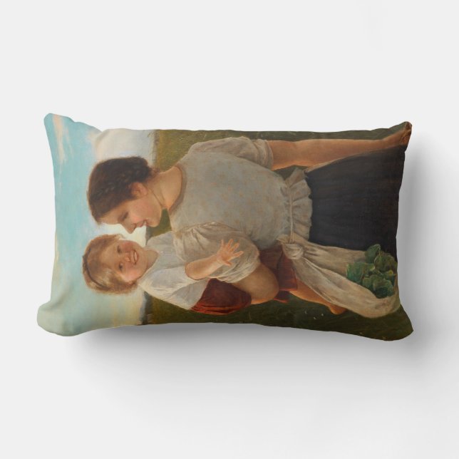 Cojín Lumbar Alegría de la madre (madre amorosa y hija) (Anverso)