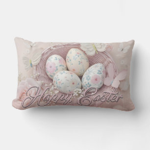 Cojín Lumbar Alegría suave de Pascua con motivos florales