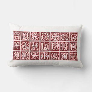 Cojín Lumbar Alfabeto de Monoram Ornamental Vintage