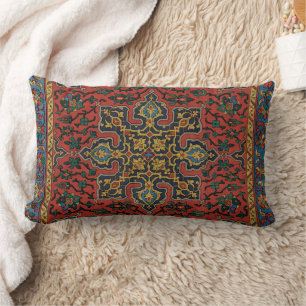 Cojín Lumbar Alfombra Persa Clásica Rojo Azul