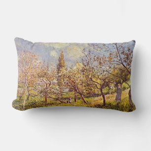 Cojín Lumbar Alfred Sisley Orchard en primavera